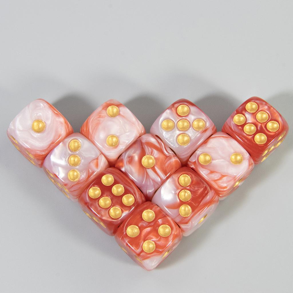 16mm Rounded Corner Dice 10pcs Mixing Colors Game Dice for Table Game Math Teching