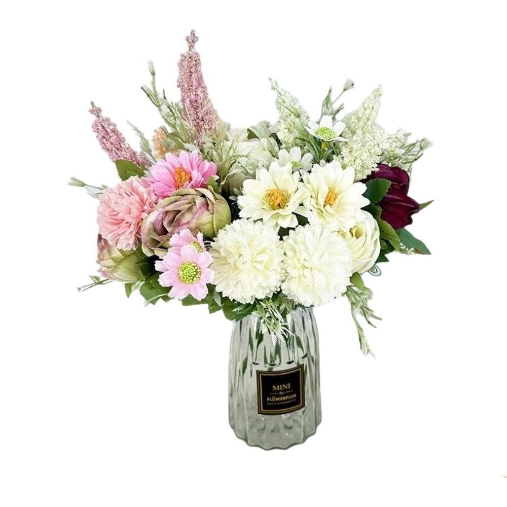 DIY Craft Artificial Rice Ear Bride Bouquet Home Decoration Artificial Rose Bouquet DIY Home Decor Simulation Ball Chrysanthemum
