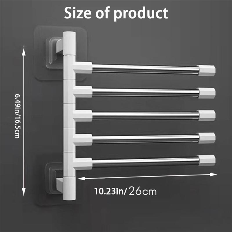 A20F-Bathroom Towel Rack Rotatable Towel Holder Space Aluminum Towel Hanger Kitchen Shelf Paper Hanging Wall Mounted