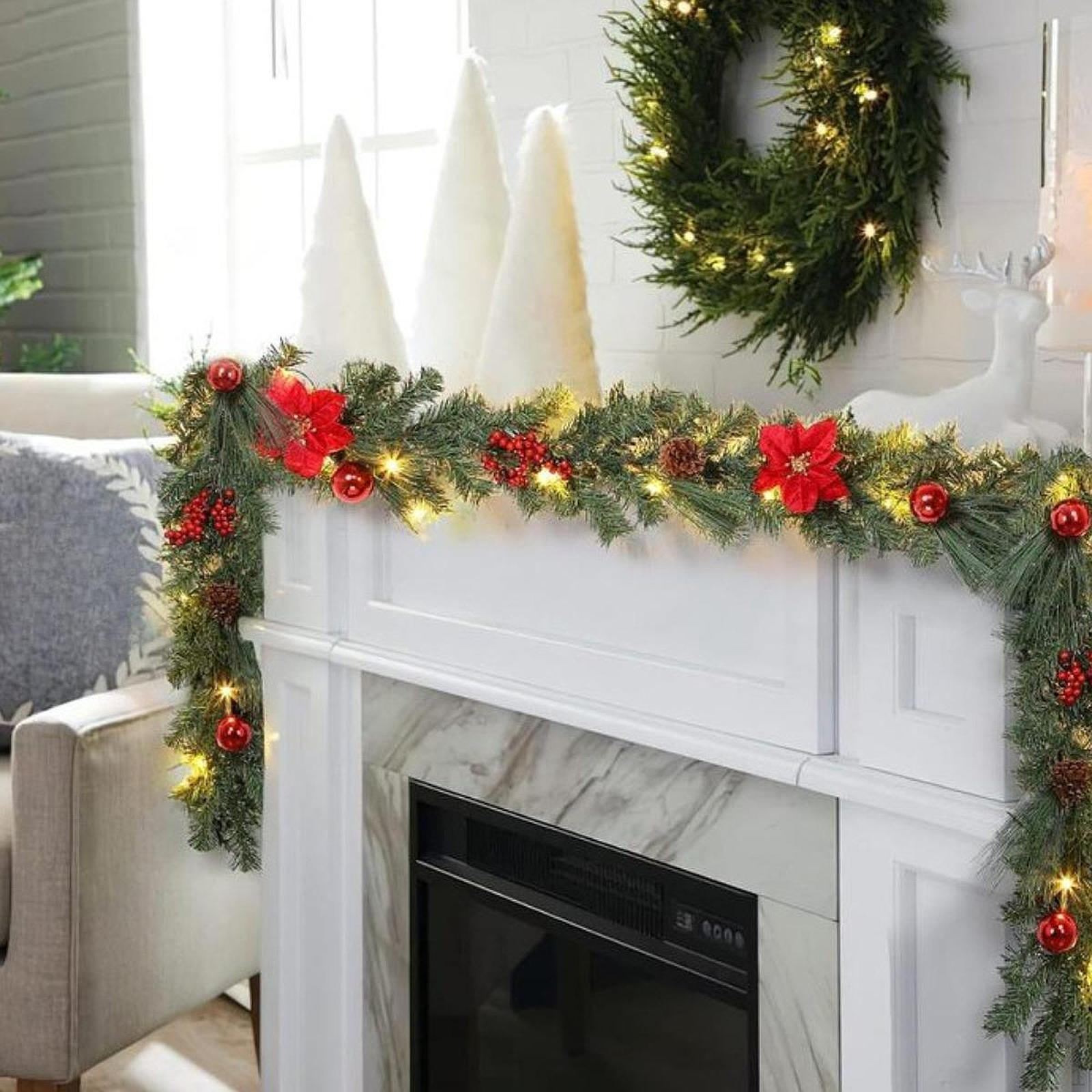 

Искусственные цветы, виноградная лоза, рождественская гирлянда для офисного стола, дорожка на переднюю дверь Red 1.8m