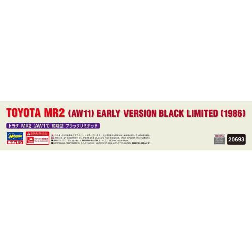 Hasegawa 1/24 Scale Toyota MR2 (AW11) Early Model Black Limited Plastic Model Kit 20693