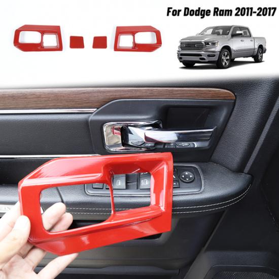 2x Inner Door Handle Bowl Cover Trim Frame For Dodge Ram 1500 2011-17 2Door Red