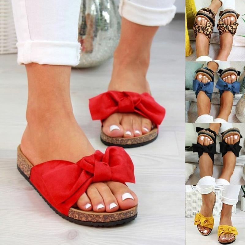 Women Flatform Bow Slides With Breathable Design For Summer Comfort**