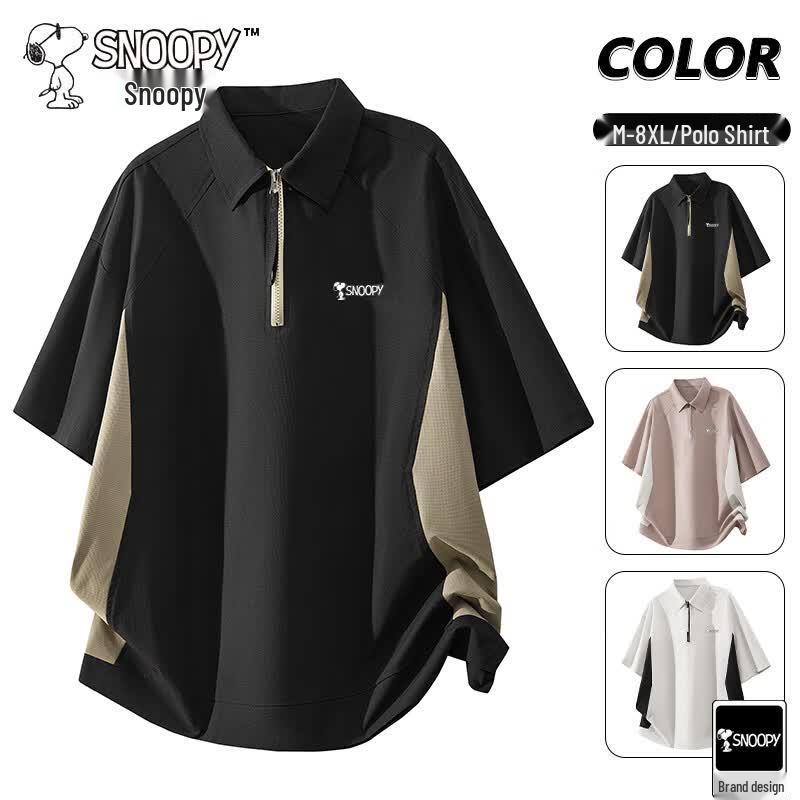 Snoopy Men s Summer Ice-Feel Polo T-Shirt M чёрный