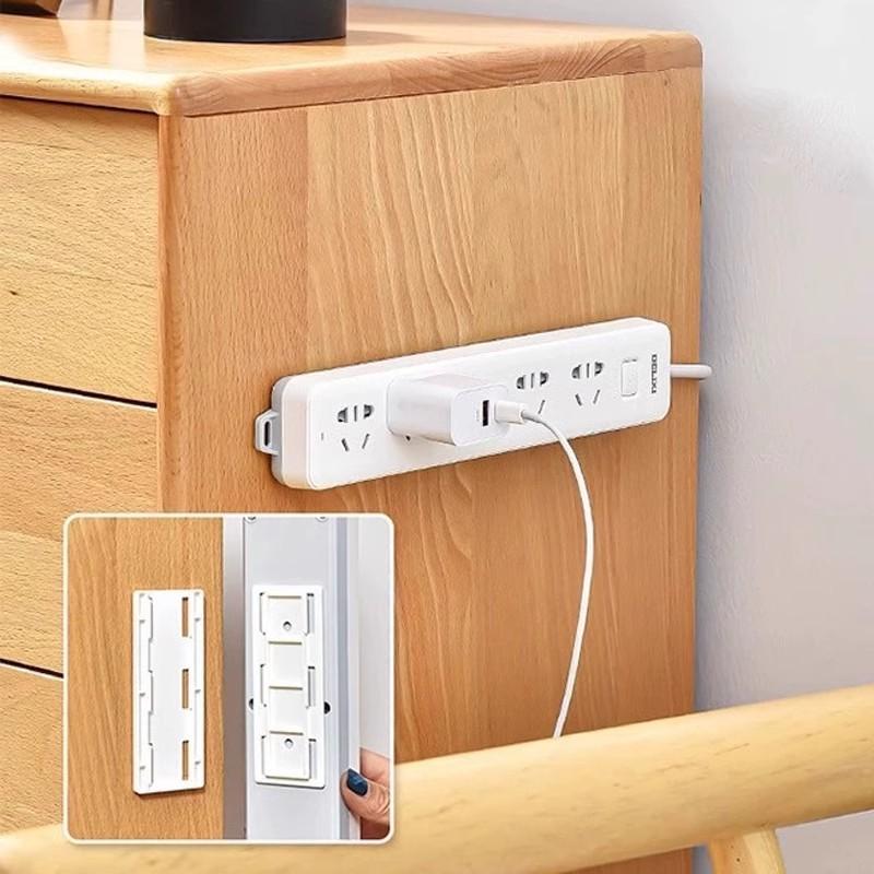 1/2/10pcs White Self Adhesive Power Strip Holder Desk Cable Organizer No Drilling Desktop Socket Fixer for Home Office
