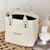 Solid Color Women Tote Bags Portable Reusable Canvas Shopping Bag Large Capacity Lunch Bags