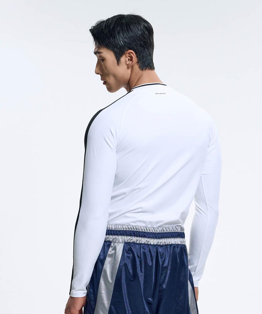 Toleonseu Active Crew Colorblock Round Zip-Up - White