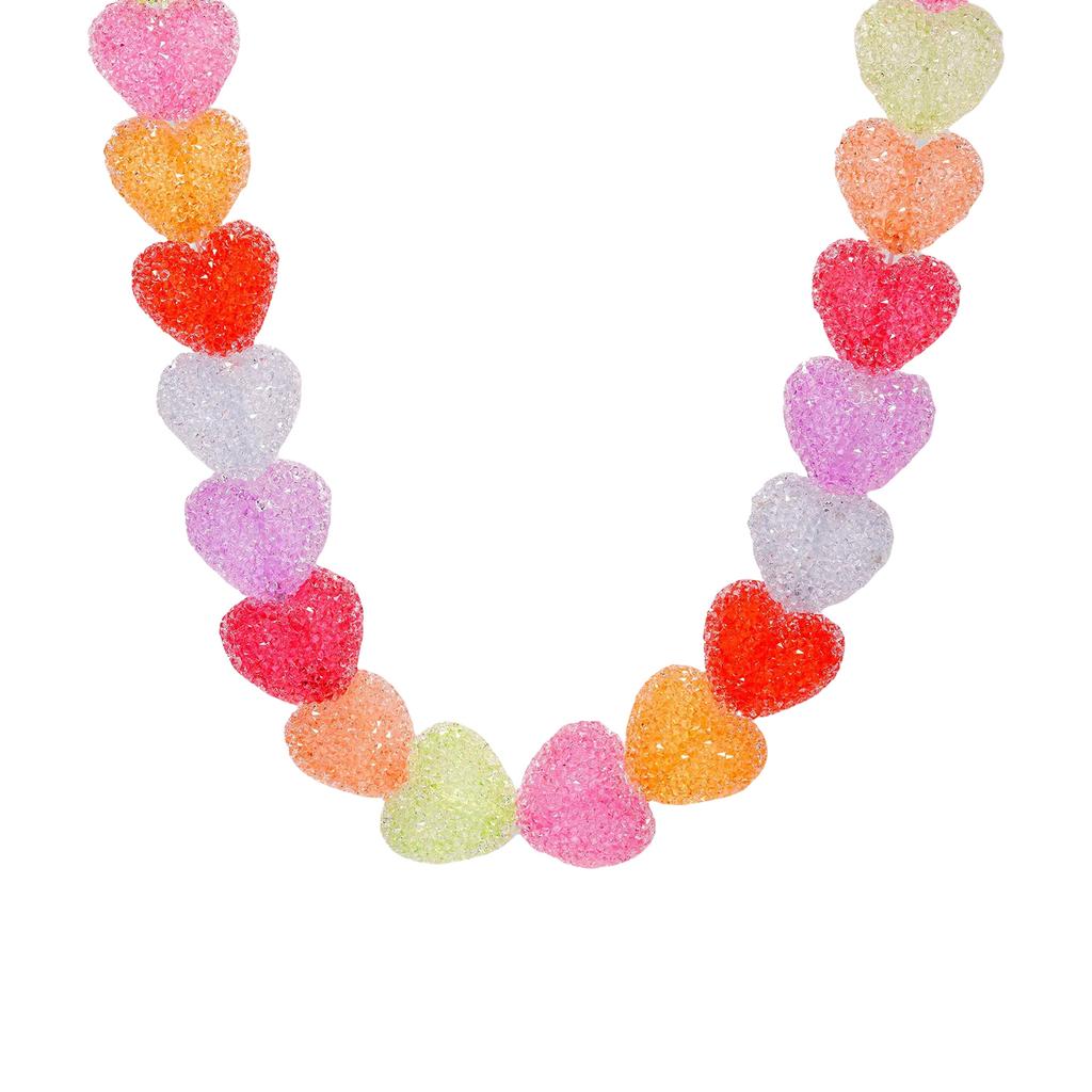 Cute Heart Shaped Resin Pendant Necklace Vibrant Colors Lightweight Comfort Adjustable Chain Accessory For Daily Wear