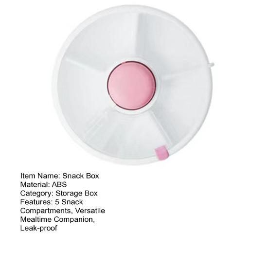 Snack Spinner Container 5 Compartments Snack Box Easy On-the-Go Divided Snack Box with Button Safe ABS Leak-Proof