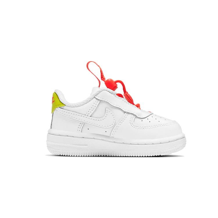 Nike Air Force 1 Toggle Low Top Skateboard Shoes White Red Yellow Infant And Toddler CU5289-102