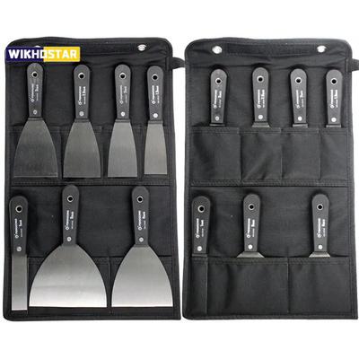 7PCS Carbon Steel Putty Knives Set Flex Drywall Knife Paint Scraper Kit 7 Sizes Soft Grip Handle Canvas Storage Bag Included