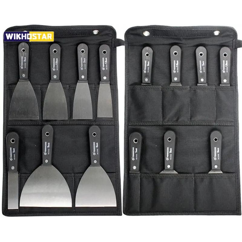 7-teiliges Spachtelmesserset aus Kohlenstoffstahl Flexibles Trockenbau-Messer Farbschaber-Set 7 Größen Weicher Griff Leinwand-Aufbewahrungstasche enthalten