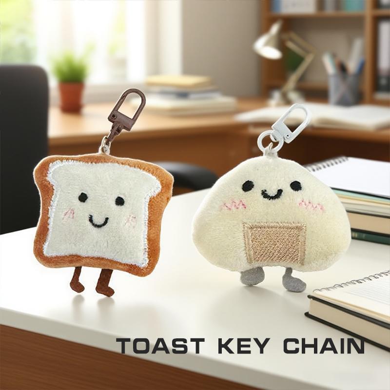 Kawaii Creative Plush Toast Bread Keychain Cute Cartoon Plush Bread Keyring Pendant Backpack Decoration Accessories Gifts