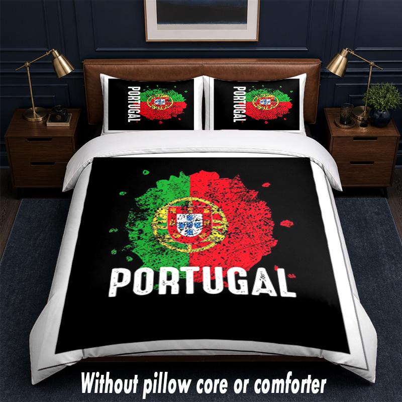 Portugal national football team Design Bed Bedding Set 1 Duvet Cover + 2 Pillowcases Soft Breathable Household Bed Linens