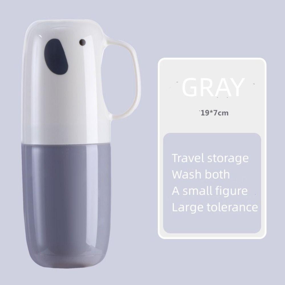 

Портативный симпатичный стаканчик с крышкой, интегрированный футляр для зубных щеток, держатель для зубных щеток в форме слона, футляр для хранения зубной пасты серый