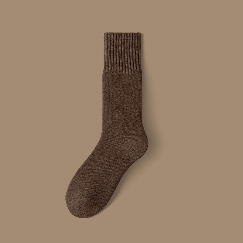 

Мужские супертеплые зимние носки средней длины - толстый бархатный плюш, универсальные зимние носки One Size кофейный