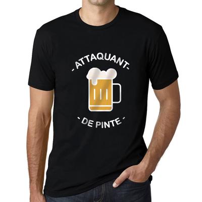 Maglietta Vintage da Uomo T-shirt Grafica Attaquant de Pinte Nero Profondo