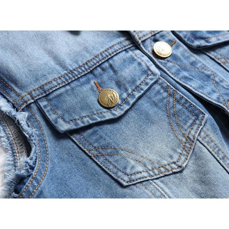Z 95771 Casual Sleeves Denim Vest Korean Denim Vest