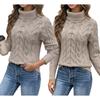 Women S Solid Twist Knit High Neck Long Sleeve Sweater