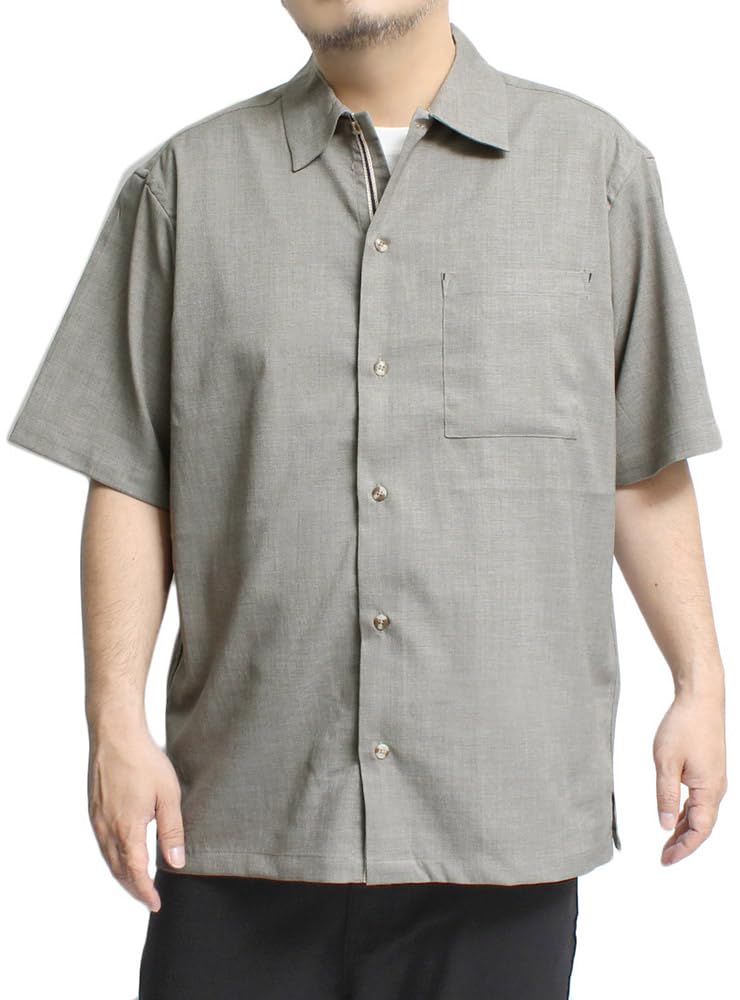 

Однотонная мужская рубашка с коротким рукавом, ткань типа лен, с кромкой, размер 5XL, серая (19)