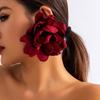 Exaggerated Big Fluffy Fabric Flower Stud Earrings for Women Charms Ladies 2025 Wedding Earring Fashion Jewelry Accessories Gift