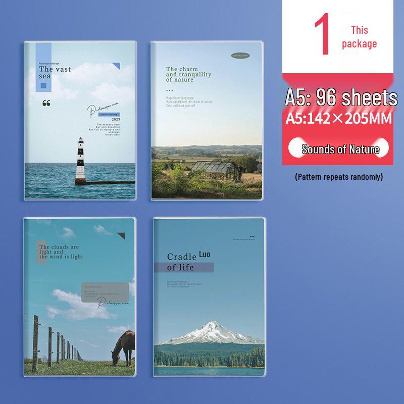 B5 Student Notebook: Thick A5 Diary with Stylish Landscape Cover for Daily Notes