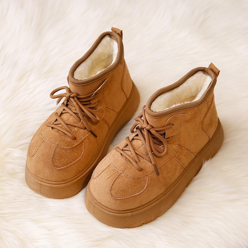 Outdoor casual versatile platform snow boots women's winter velvet thickened new mid-tube cotton shoes