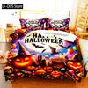 3/4ks Halloweenská ložní souprava s motivy dýní JackOLanterns, duchů, čarodějnických klobouků a lebek. Povlak na přikrývku zapálí ducha sezóny.