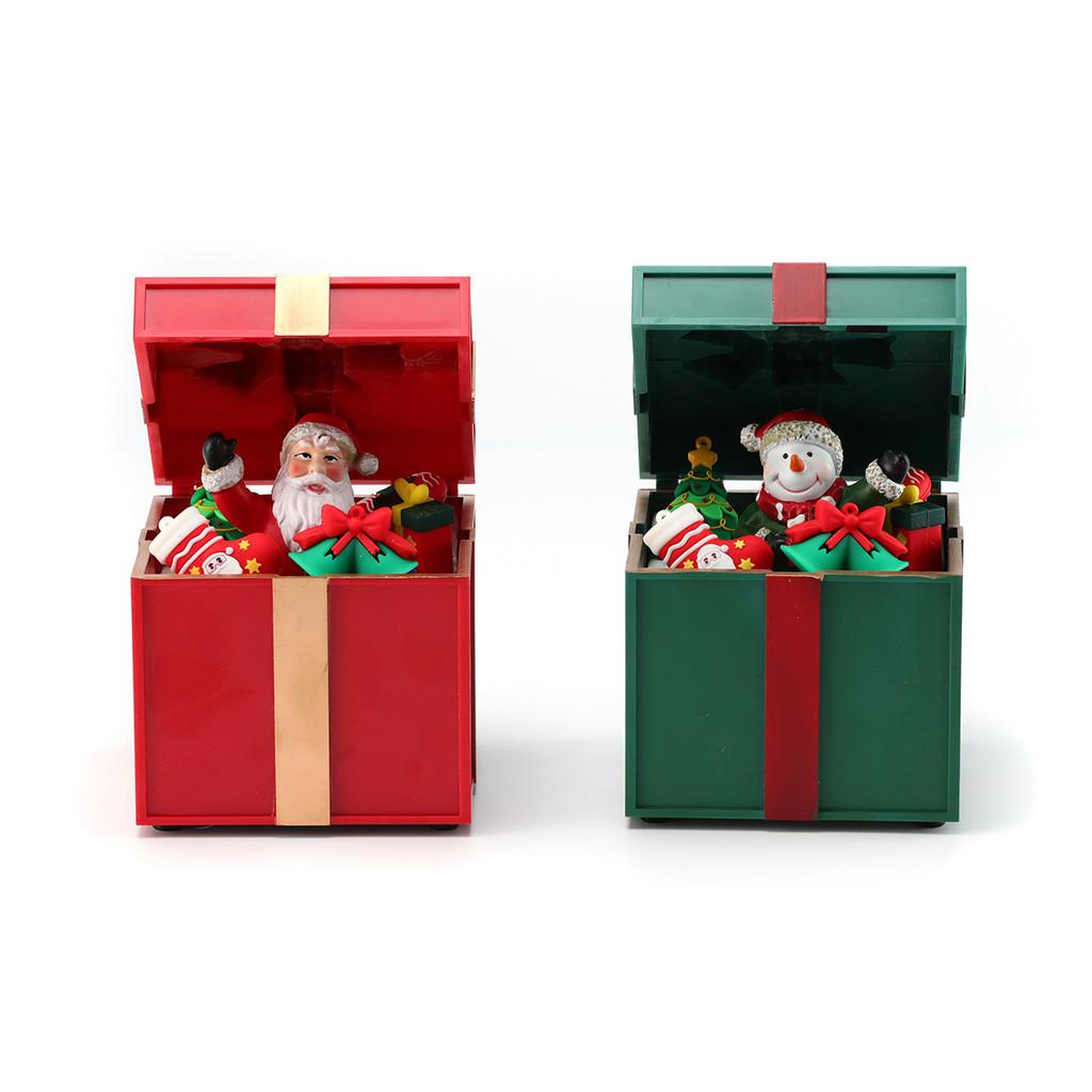 Snowman Santa Claus Gift Shape Design Music Box With Lighting For Holiday Celebration