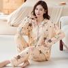 Elegant romantic floral pajamas women's spring and autumn imitation cotton long-sleeved thin high-end large-size loungewear
