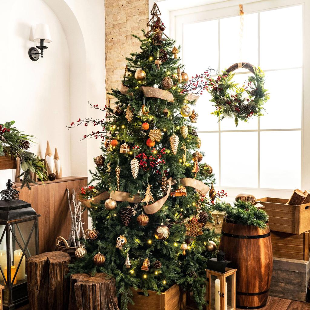 Valery Madelyn Christmas Large Forest Gold and Rose Christmas Cute Christmas Stylish Christmas Forest Decorations for Home Decor Ornaments, 100-Piece