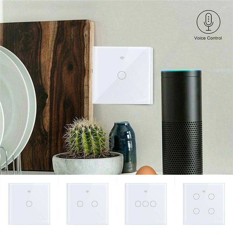 Chytrý dotykový Wifi spínač Bez nutnosti neutrálního vodiče Chytrý domov 1/2/3gangový spínač světel pro Alexu