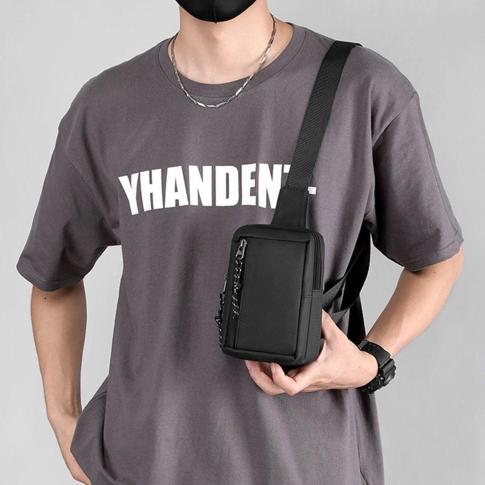 Side Sling Men Chest Bag Solid Color Man Phone Bag Casual Male Shoulder Bag  Travel