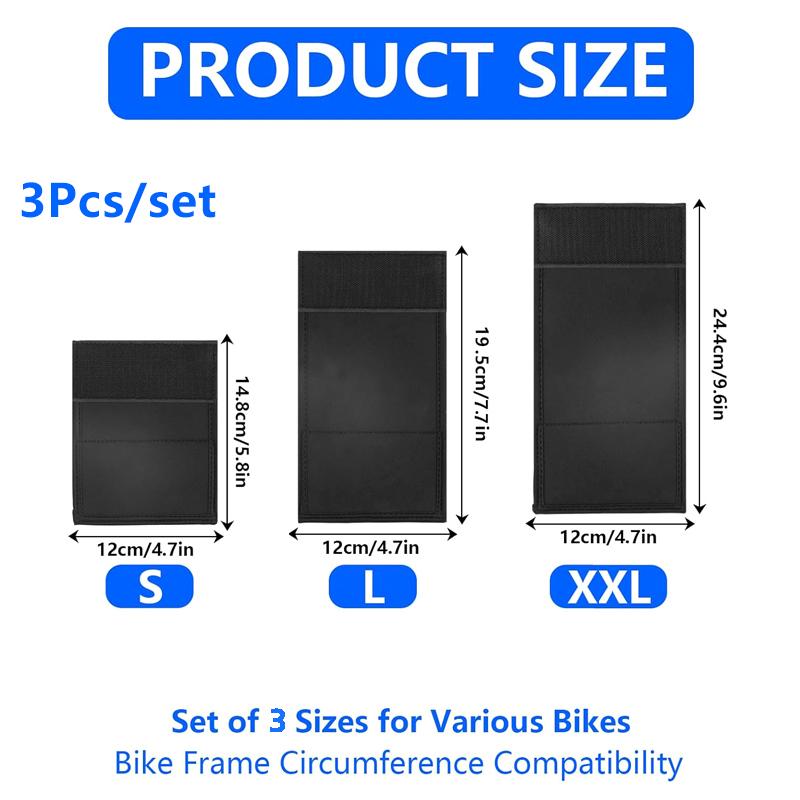 

3/4 Pcs Black Bicycles Frame Protector Neoprene Chainstay Protector Scratch Resistant Frame Sleeve Scratch Resistant Stable 3Pcs
