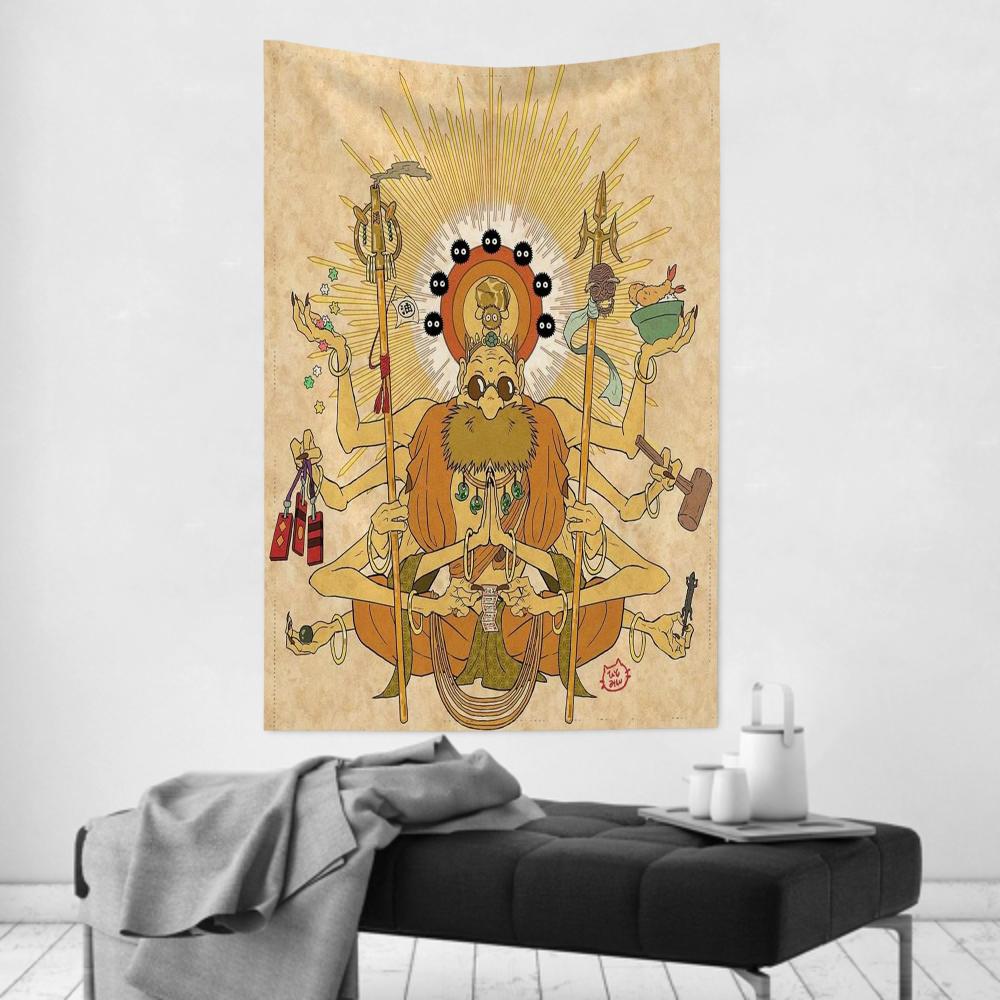 Ukiyoe Samurai  Miyazaki Anime Chihiro Tapestry  Decorative Wall Cloth Room Decor Party Hanging Backgrounds  Room Accents