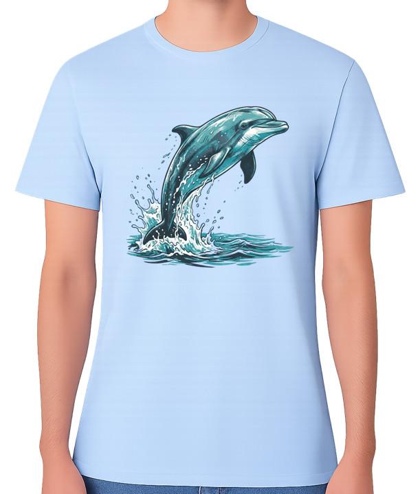 

Jumping Dolphin Ocean Wildlife Illustration T-Shirt Sea Life Gift Unisex Tee S разноцветный