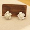 French retro matte gold and silver flower earrings temperament imitation pearl no earrings earclip earrings women's versatile