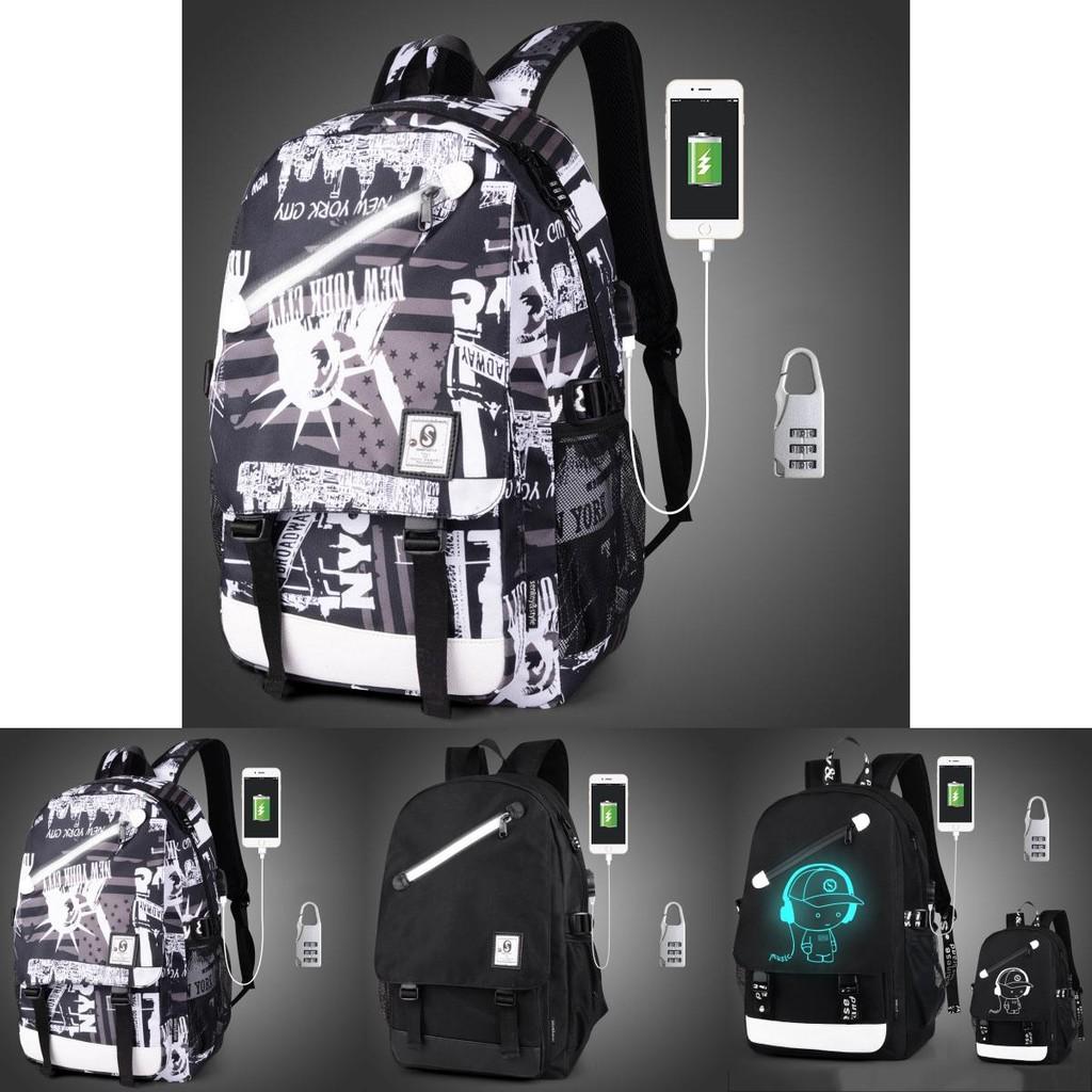 Cartoon Pattern Backpack With Usb Charging For Students And Daily Use