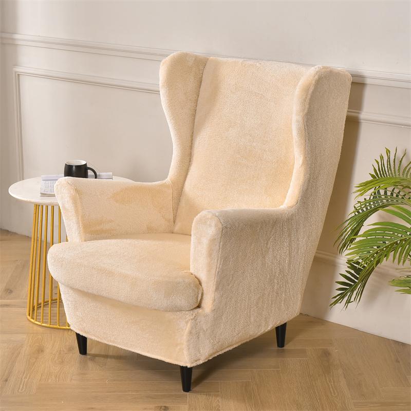 Thicken Plush Wing Chair Cover Stretch WingBack Armchair Slipcovers  Elastic Winter Single Sofa Covers with Seat Cushion Cover
