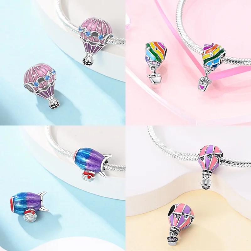 Charme Série Montgolfière en Cuivre Perles Colorées Convient aux Bracelets Originaux Pour Femmes Bijoux de Luxe DIY Cadeaux Assortiment Quotidien