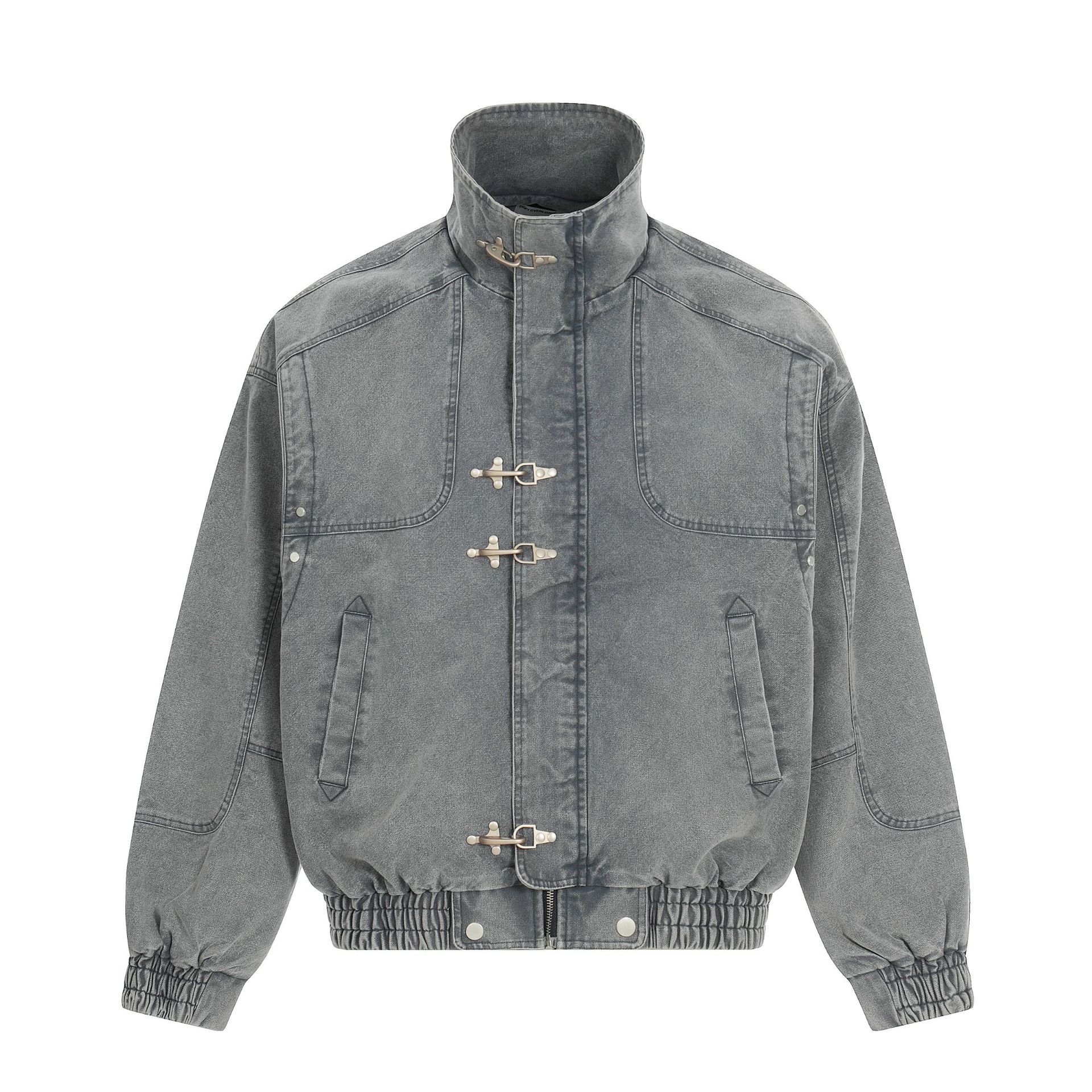 Spring and summer washed tooling jacket American retro functional trendy coat men S