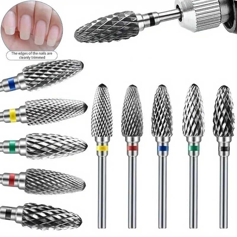 1/2/4/5PCS Tungsten Carbid Nail Drill Bits Electric Manicure Drill Accessory Milling Cutters for Nail Gel Remover Polish