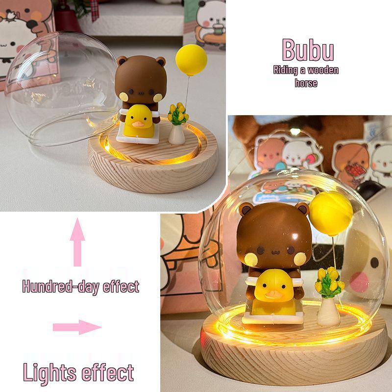 One Two Bubu Cute Luminous Glass Christmas Crystal Ball Night Light Gift for Girls & Best Friends