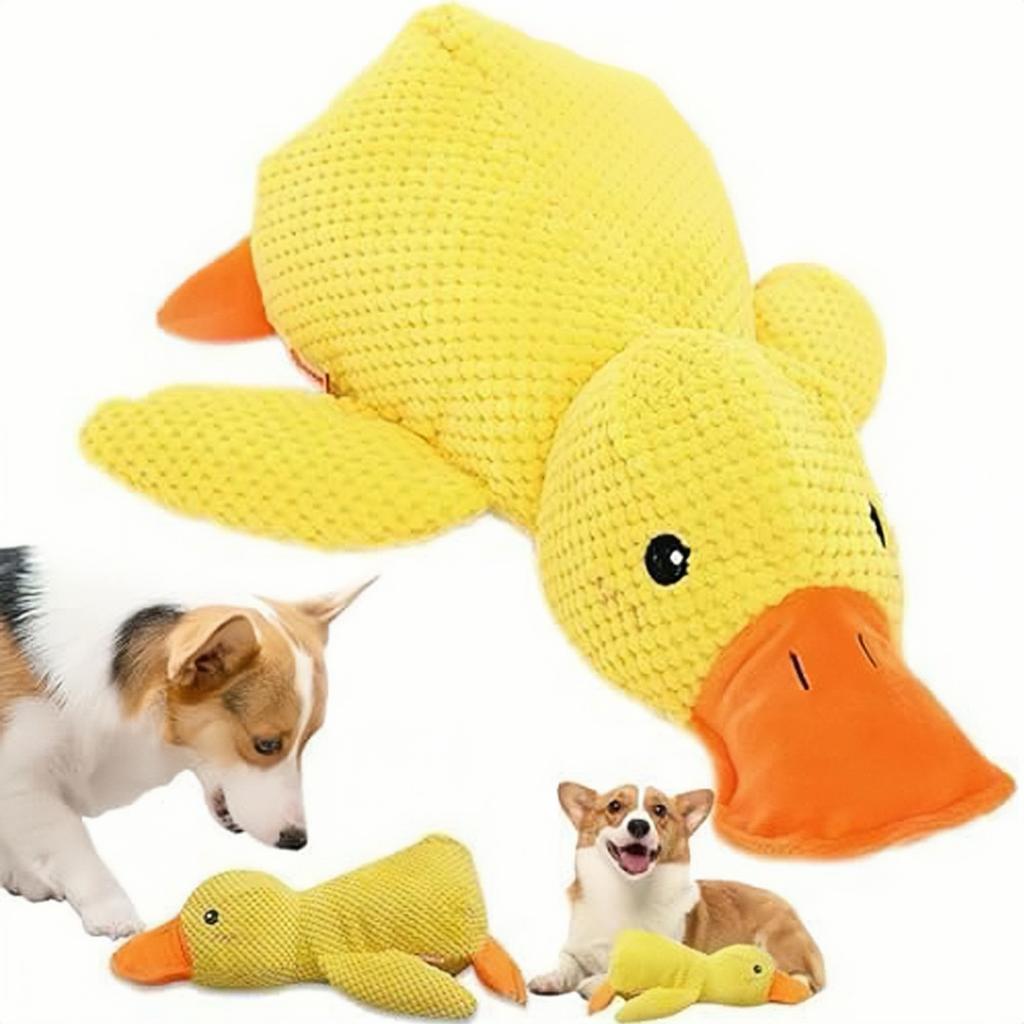 Gelbe Ente Hundespielzeug, Anti-Stress Enten-Hund, Leises Spielzeug Hunde-Kuscheltier, Interaktives Hundespielzeug Unzerstörbare Hundespielzeuge