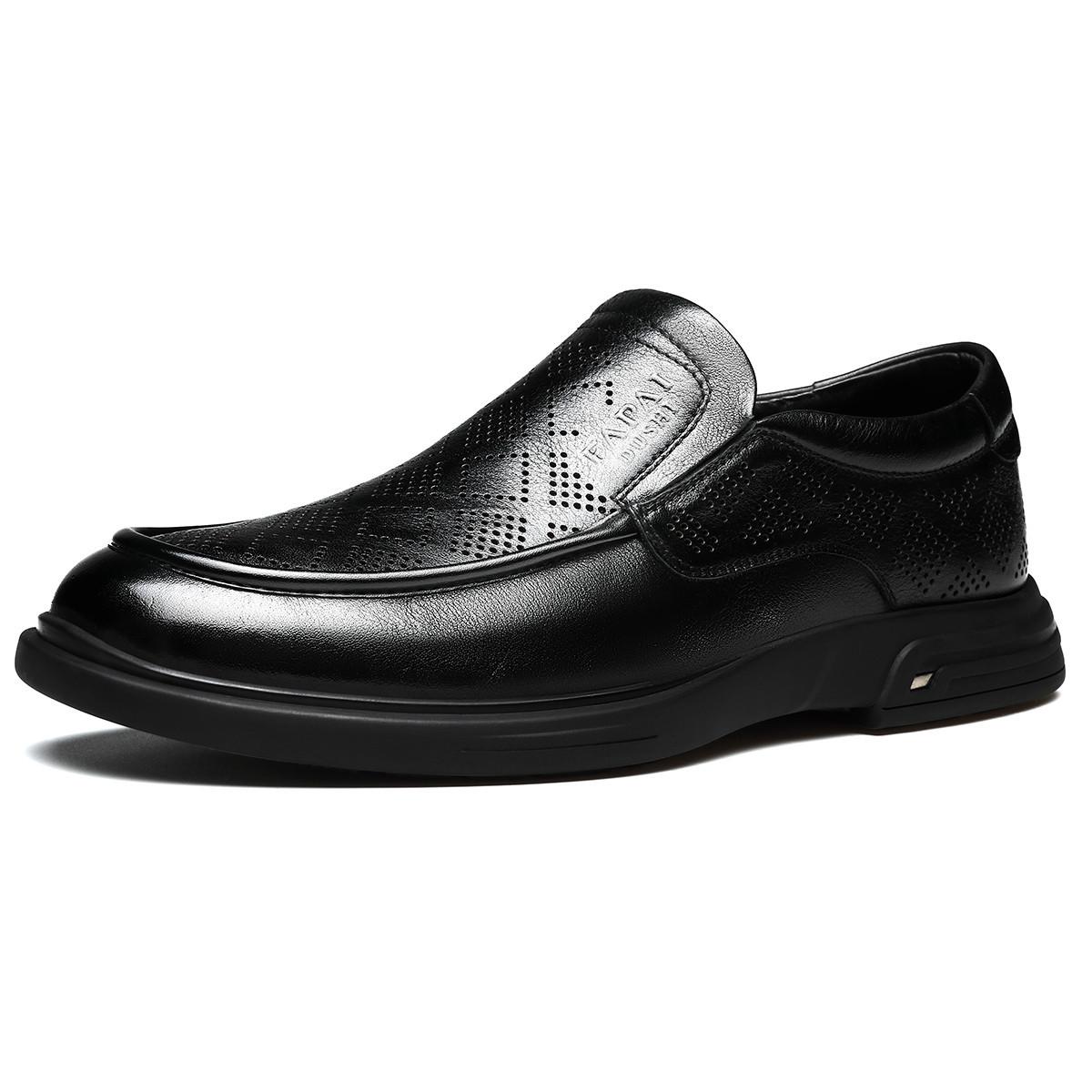 

2025 весенняя кожаная обувь для мужчин среднего возраста, туфли-лоферы на педалях в британском стиле, кожаная повседневная обувь, черная нескользящая 44