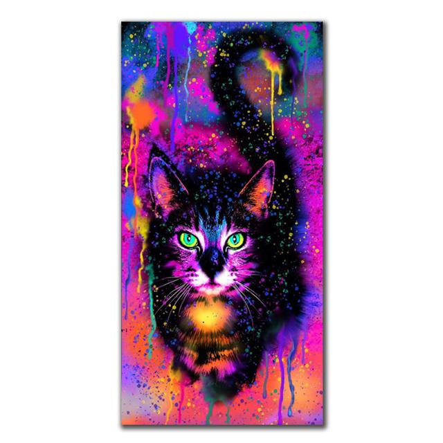

Современное граффити, цветное животное, милый постер с изображением кота и принты, холст, картина, настенная художественная картина для жизни, детская спальня, украшение для дома без рамки 21*30cm