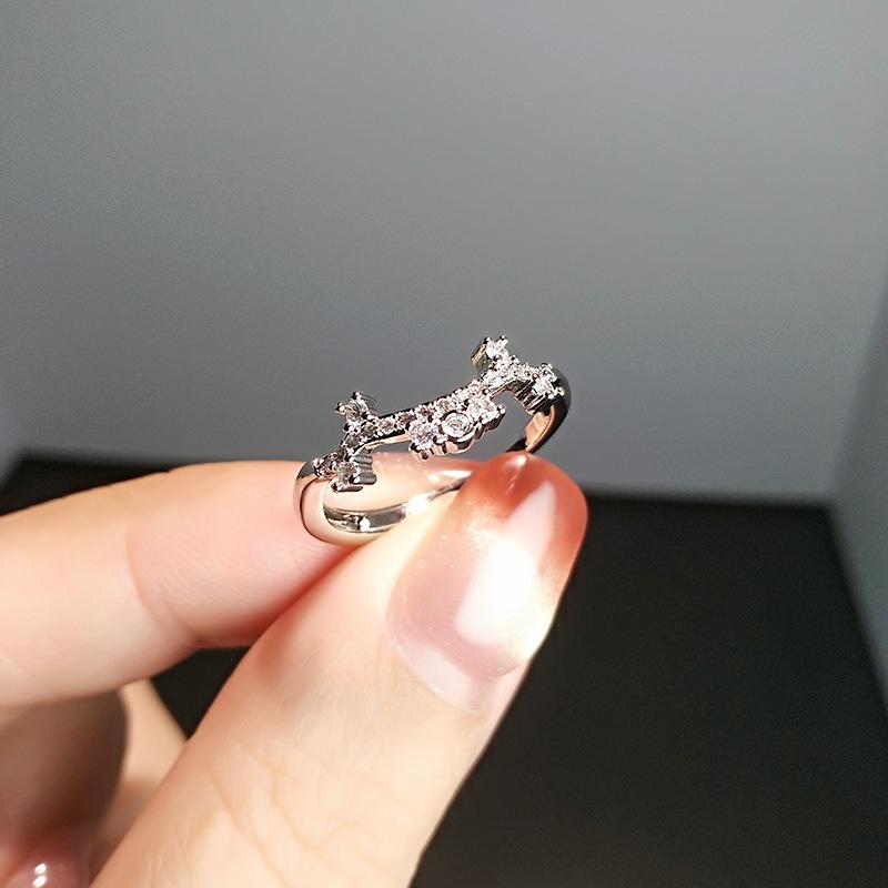 Creative 3-In-1 Crown Ring Women'S Sansheng Iii Combination Live Flower Crown Stacked With Diamond Ring Gift