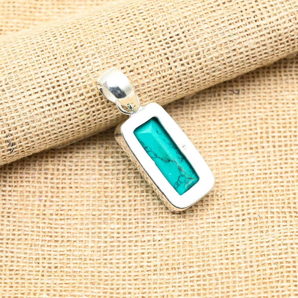 Santa Rosa Türkis Edelstein 925 Sterling Silber handgefertigter Schmuckanhänger