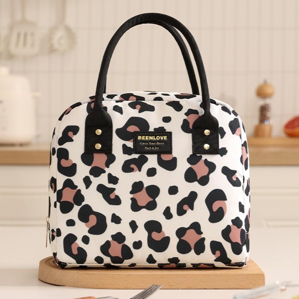 Durable Fashion Prints Lunch Box Bag with Zipper Lightweight Insulated Tote Bag Portable Large Capacity Outdoor Picnic Bag