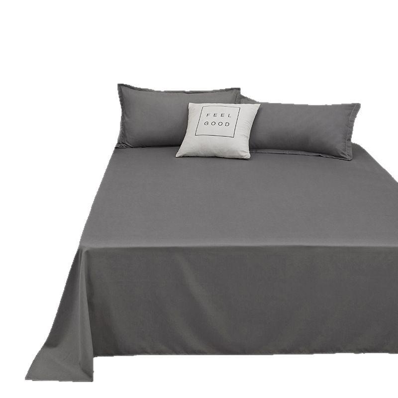 Solid Color Washed Cotton Bed Sheet Set - Fitted Sheet & Duvet Cover for Dorms